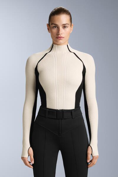 Oysho Contrast rib knit base layer T-shirt