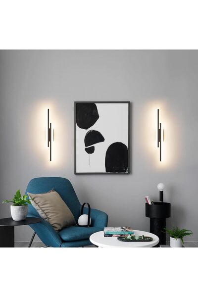 AB Luxury Concept Corp de iluminat LED de perete, 3 tipuri de iluminare cu modulator, Negru/Alb, Aluminiu/Acril, 8x50 cm