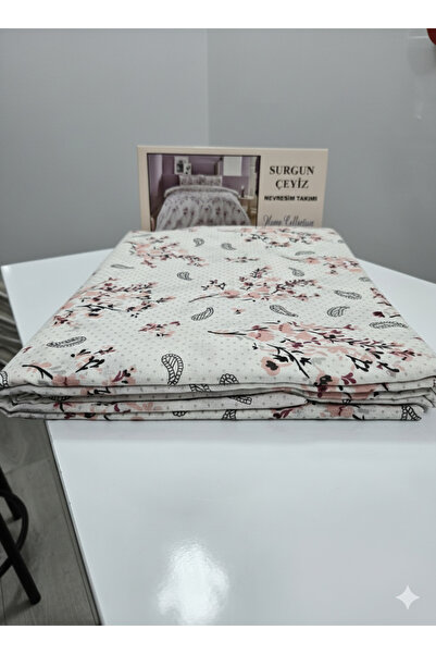 SURGUN ÇEYİZ طقم أغطية سرير لشخص واحد يشمل ملاءة سرير منقوشة وغطاء وسادة