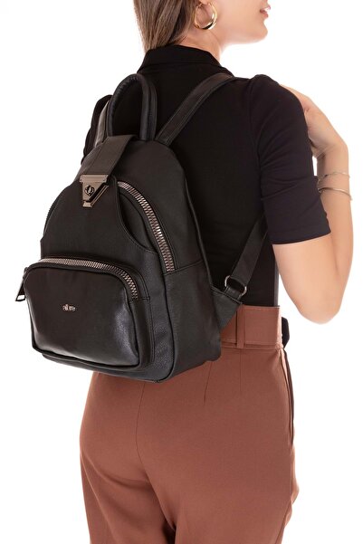 Gondol Kadın Taş Detaylı Günlük Sırt Çantası ald.1250 T.Black