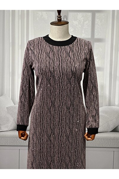 HESNA Βραδινό φόρεμα μητρικής ποιότητας με κέντημα με πέτρα με στάμπα χαβιάρι