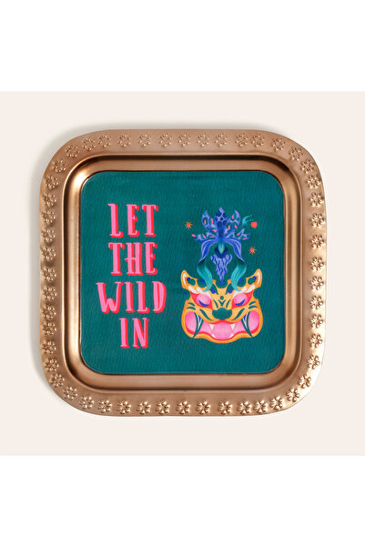 Zsa Zsa Zsu Nanpur Metal Dekoratif Tepsi 28x28x1 Cm Yeşil - Pembe