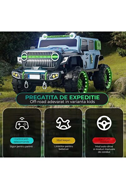 Timebox Electric Kids Car, Jeep Wrangler Style 4x4 w/ Parental Remote, EVA Wheels, Suspension, Black/Green