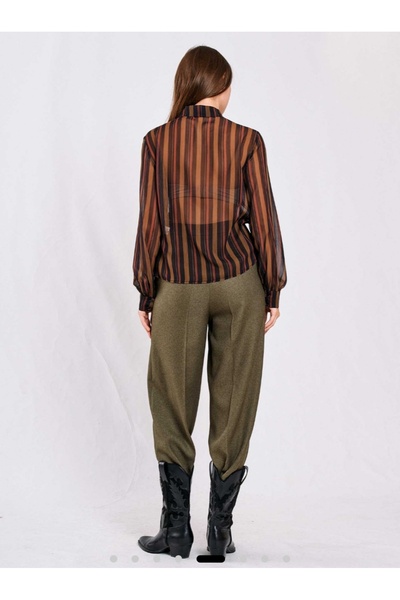 Elizar Moda Khaki Side Tie Shirt