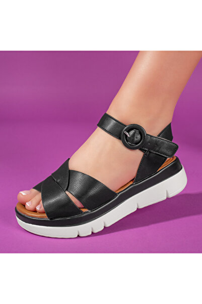 Modlet.ro Sandale negre cu platformă pentru femei MOD11338