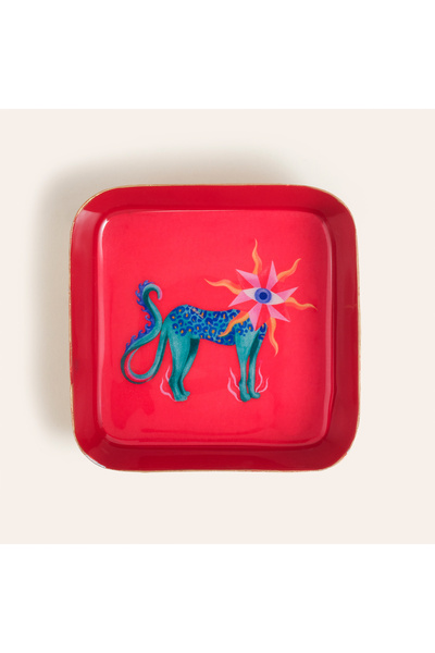 Zsa Zsa Zsu Nanpur Metal Dekoratif Tepsi 9x9x2 Cm Kırmızı