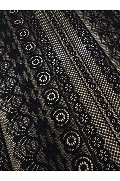 METERİAL Stretch Fabric Black Striped Patterned Lace Fabric – 135 cm Width |   Flexible a Piped K – Dress Fabric