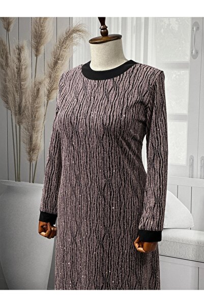 HESNA Βραδινό φόρεμα μητρικής ποιότητας με κέντημα με πέτρα με στάμπα χαβιάρι