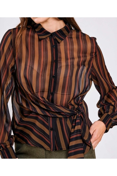 Elizar Moda Khaki Side Tie Shirt