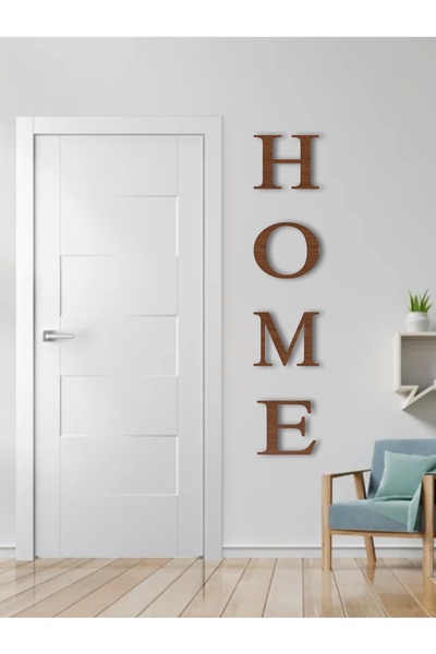 HomeJamin Home Yazısı Modern Tablo Ev Dekoru Yapışkanlı Büyük Boy Ceviz Renk