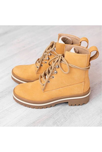 exclusives.ro Ghete dama - Timb Brown - piele naturala nabuc - maro - talpa joasa antiderapanta