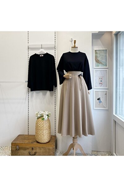 Faya Boutique Vizon Broşlu Scuba Etek