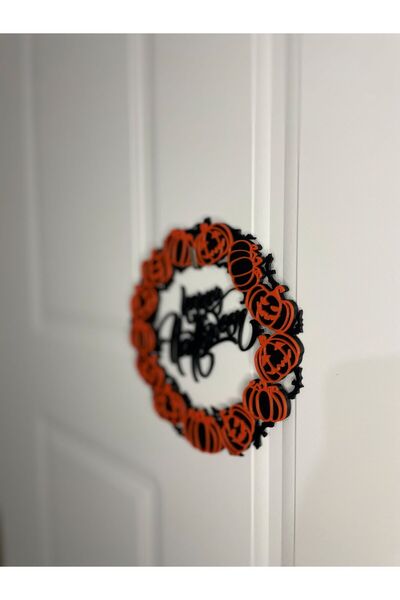 Lara Design House Halloween Halloween Door, Wall, Glass Ornament Door Wreath Plastic 20 Cm, Ornament with Vampire and Pumpkin