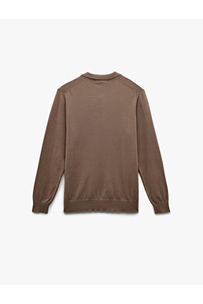 Koton Πλεκτό πουλόβερ με μακρύ μανίκι με κουμπιά και λαιμόκοψη πόλο