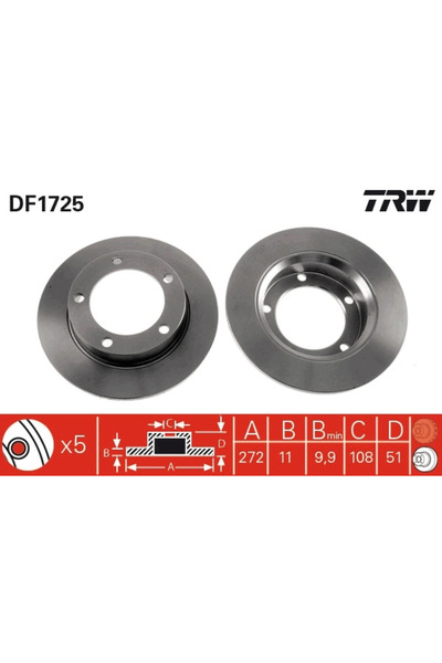TRW Disc Frana Df1725 Chevrolet Niva Lada Nadeschda/Niva Ii Autoturism De Ter...