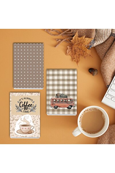 Fatofotofan Autumn Themed 3-Piece A6 Notebook Set – Unlined, 40 Pages, Stapled Cover