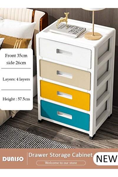 DOMEET 4 Layers Drawer Storage Cabinet Drawer Plastic Containers Box with Wheels 35CM Wide Slit Cabinet Dra