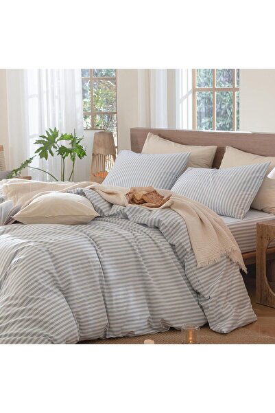 OPAQ Soft Gray Tek Kişilik Çarşafı Lastikli Nevresim Takımı