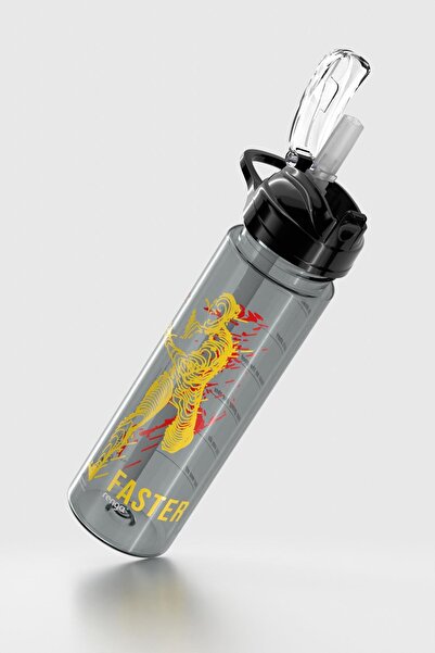 Renga Falcon Sports Patterned 630 ml Tritan Flask with Straw 912016 Black
