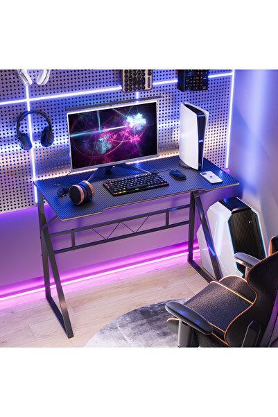 VariFurnx 100X48X75 Cm K-Shaped Gaming Desk With Carbon Fiber Surface Small Corner Computer Desk Gamer Desk