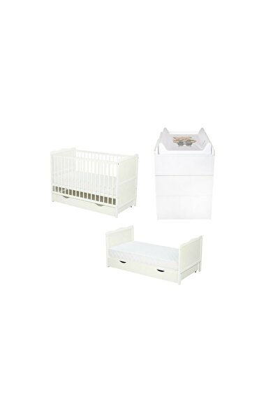 Qmini Set mobilieri, Qmini: Patut multifunctional din lemn, 120x60 cm + Salte...