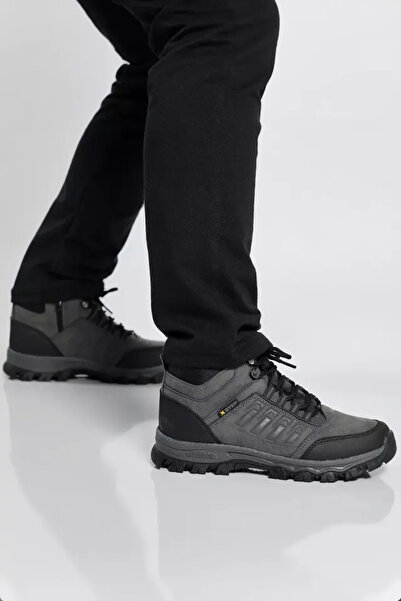 morscho Unisex Black Fur Zippered Outdoor Boots with Waterproof Soles