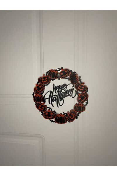 Lara Design House Halloween Halloween Door, Wall, Glass Ornament Door Wreath Plastic 20 Cm, Ornament with Vampire and Pumpkin