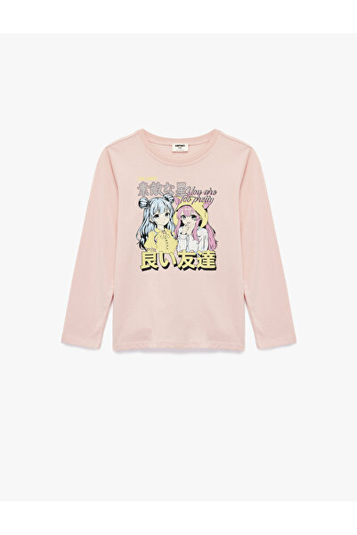 Koton Βαμβακερό μακρυμάνικο μπλουζάκι με στάμπα Anime