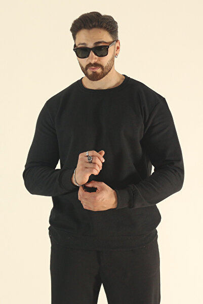 INFLUYENTE Men's Regular Winter Fleece-Lined Crew Neck Relaxed Fit Sweatshirt