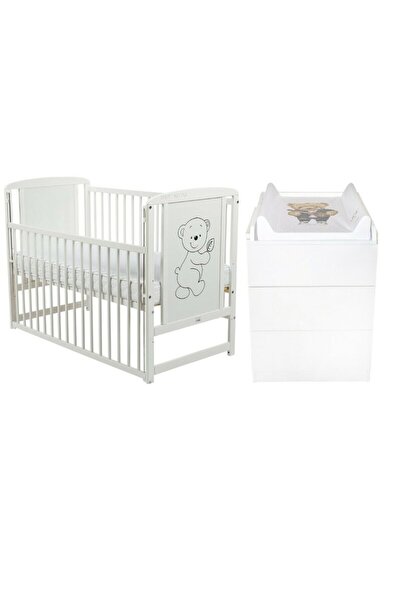 Babyneeds Set mobilier pentru copii, BabyNeeds: Patut din lemn de pin, cu lat...