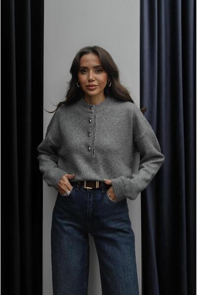 Havoş Szürke gombos pulóver