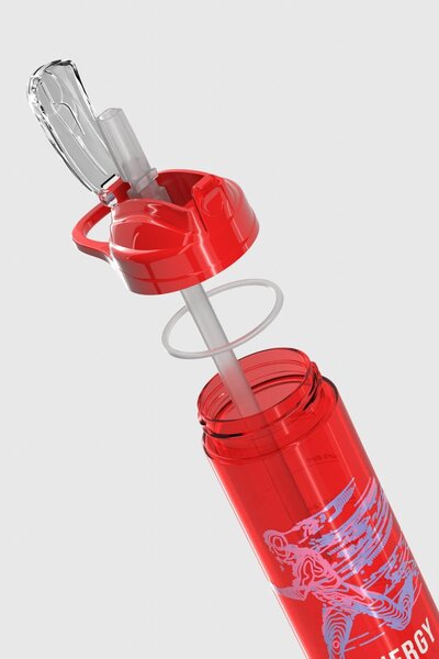 Renga Falcon Sport Patterned 630 ml Tritan Flask with Straw 912016 Red