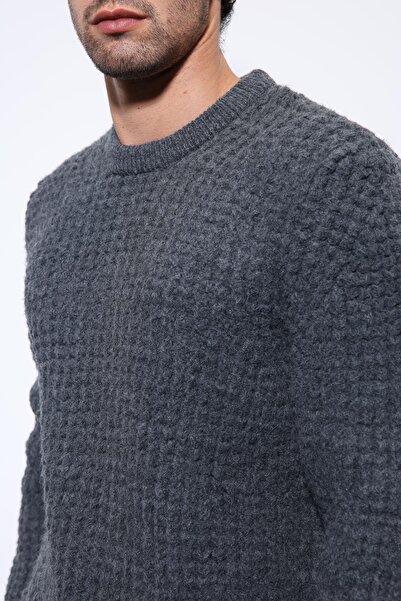 Antioch Anthracite Knitted Textured Men's Sweater