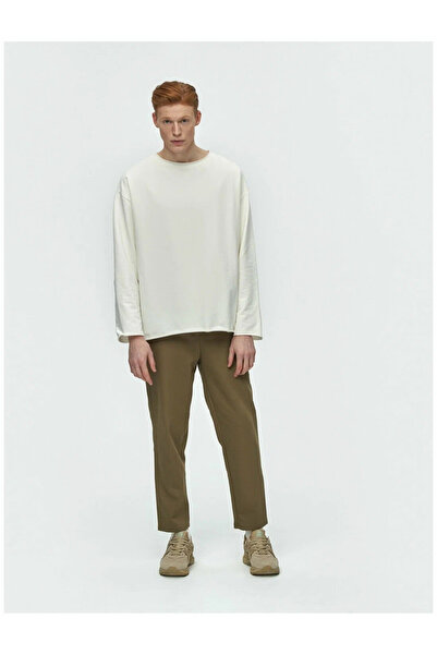 ELNOYA سويت شيرت أبيض للجنسين قصة فضفاضة ذو خيطين بسيط للاستخدام اليومي بياقة...