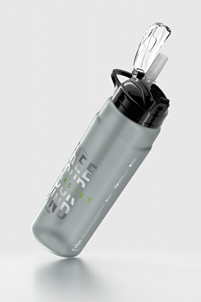 Renga Falcon Writing Patterned 800 ml Tritan Flask with Straw 912140 Black