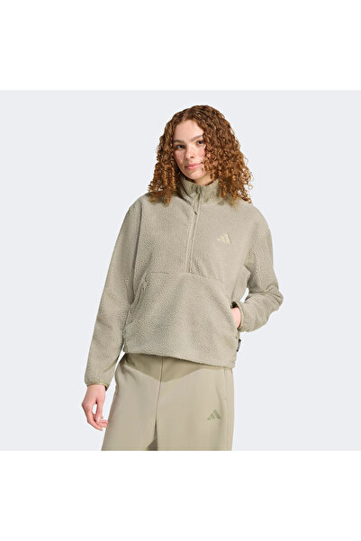adidas Γυναικείο πράσινο φούτερ City Tech Fleece με μισό φερμουάρ