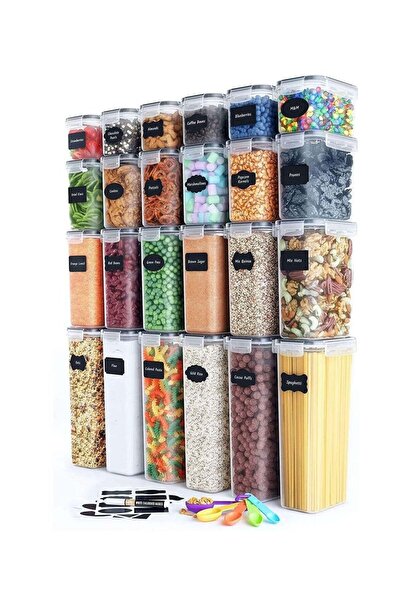 COOYA Set of 24 Clear Sealed Storage Jars with Lid