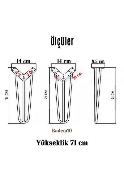 Badem10 Suport pentru masă din metal auriu de 71 cm, picior pentru masă, mobilă durabilă, suport pentru înălțire