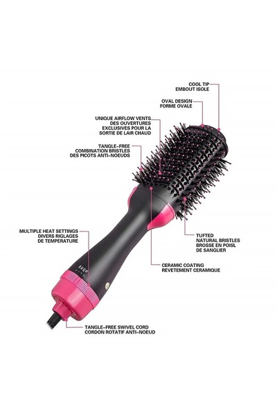 ONE STEP Electric Ion Blow Dryer Brush 1000W Hot Air Styler Volumizer Straightener Black