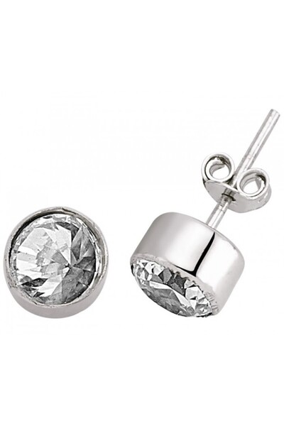 Koçak 14 Ayar Tektaş Beyaz Altın Küpe