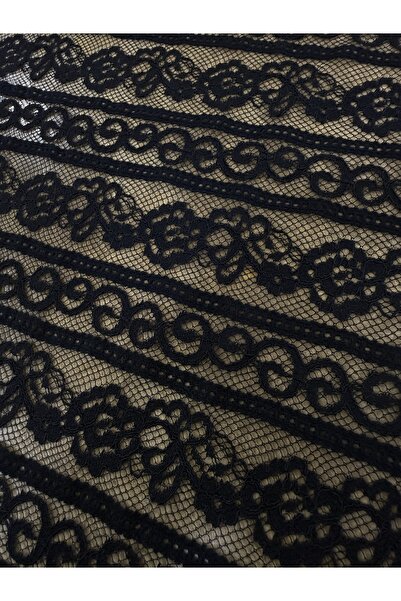 METERİAL Black Striped Patterned Lace Fabric – 135 cm Width |   Elbiselik – a Piped K Fabric