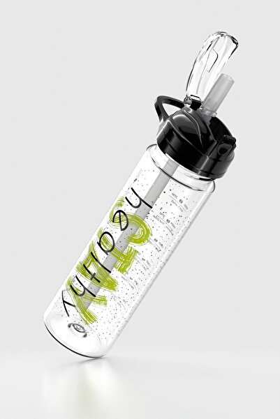 Renga Falcon Stay Patterned 630 ml Tritan Flask with Straw 912016 Black