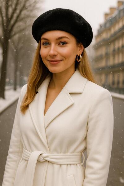 MARBERRY Black Plush Adjustable Plush Painter Women's Beret