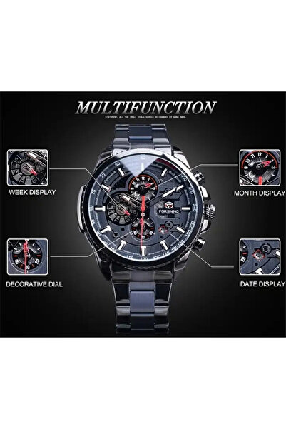 Forsining 428 Black Mechanical Men's Watch – Luxury Design, Multiple Functions, 3ATM Water Resistant
