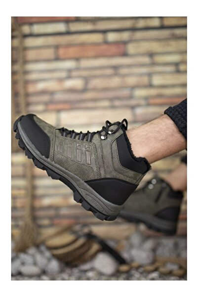 morscho Unisex Siyah Kürklü Fermuarlı Outdoor Bot Su Geçirmez Tabanlı