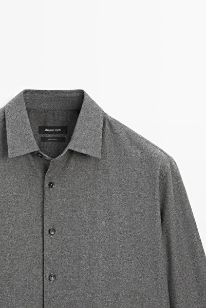 Massimo Dutti Regular fit kareli dokulu melanj gömlek