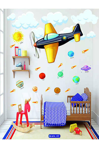 ON DİJİTAL BASKI MERKEZİ مجموعة ملصقات زخرفة الجدران ذات طابع الطائرات