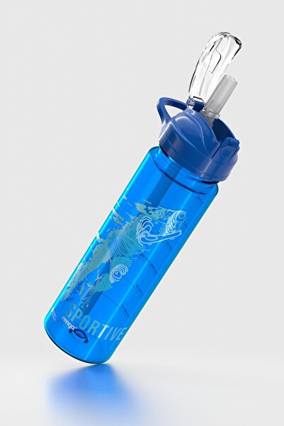 Renga Falcon Sport Patterned 630 ml Tritan Flask with Straw 912016 Blue