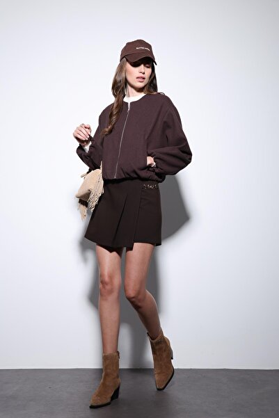 Antioch Brown Waist Elasticized Crop Women's Coat