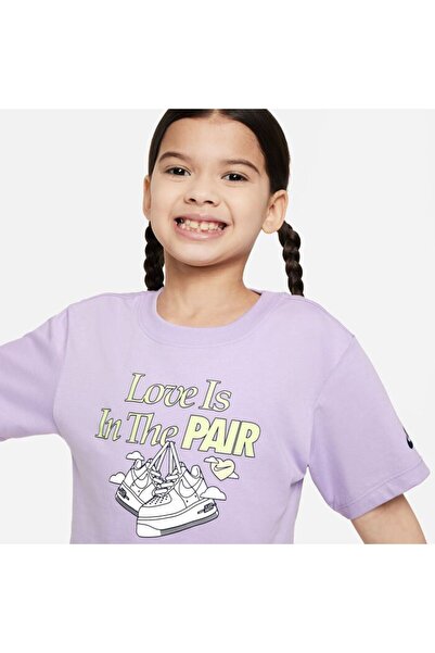 Nike Sweet Swoosh Crop Short Lilac Girls T-Shirt 36L799